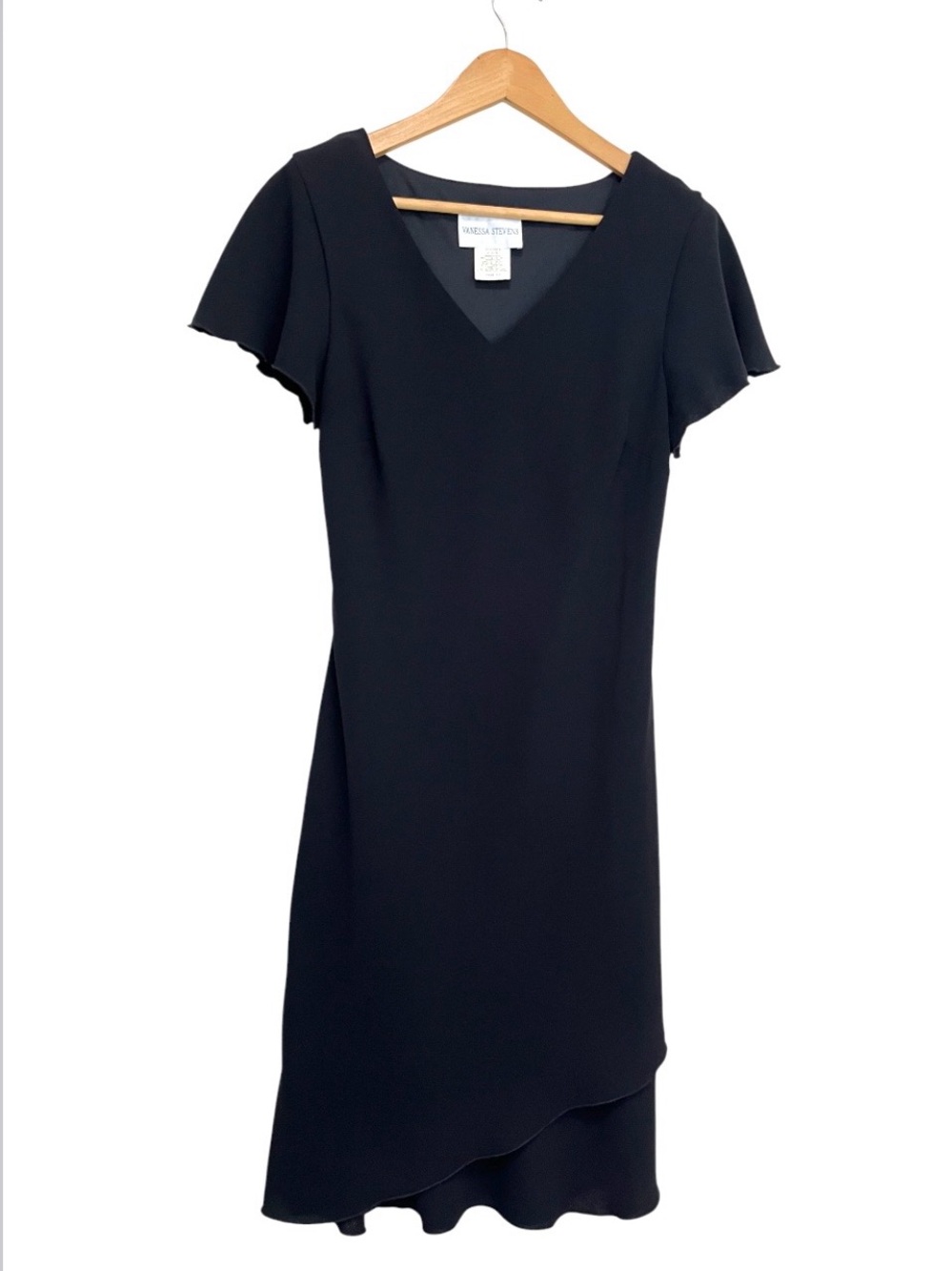 Vintage Vanessa Stevens Black Chiffon Dress / Made in the USA - Size 12